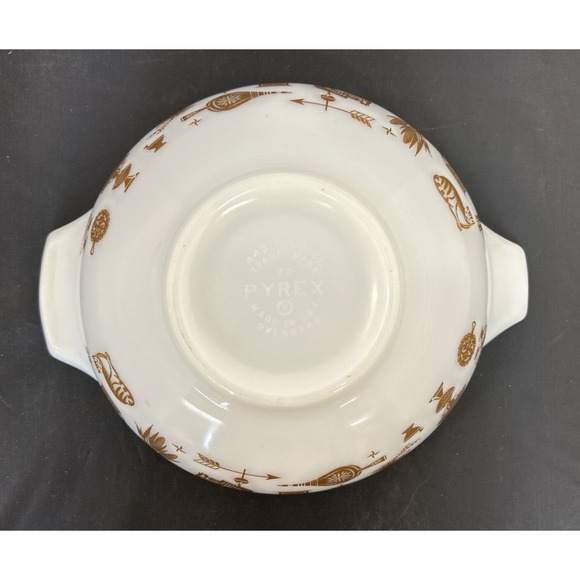 Pyrex Early American Cinderella 443 White Brown 2-1/2 Qt Nesting Mixing Bowl - Picture 6 of 14